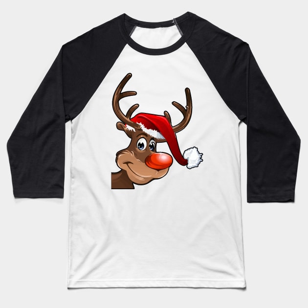 Santa Claus Reindeer Baseball T-Shirt by AdeShirts